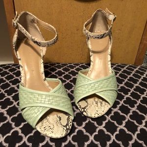 Banana Republic leather peep toe ankle strap heels